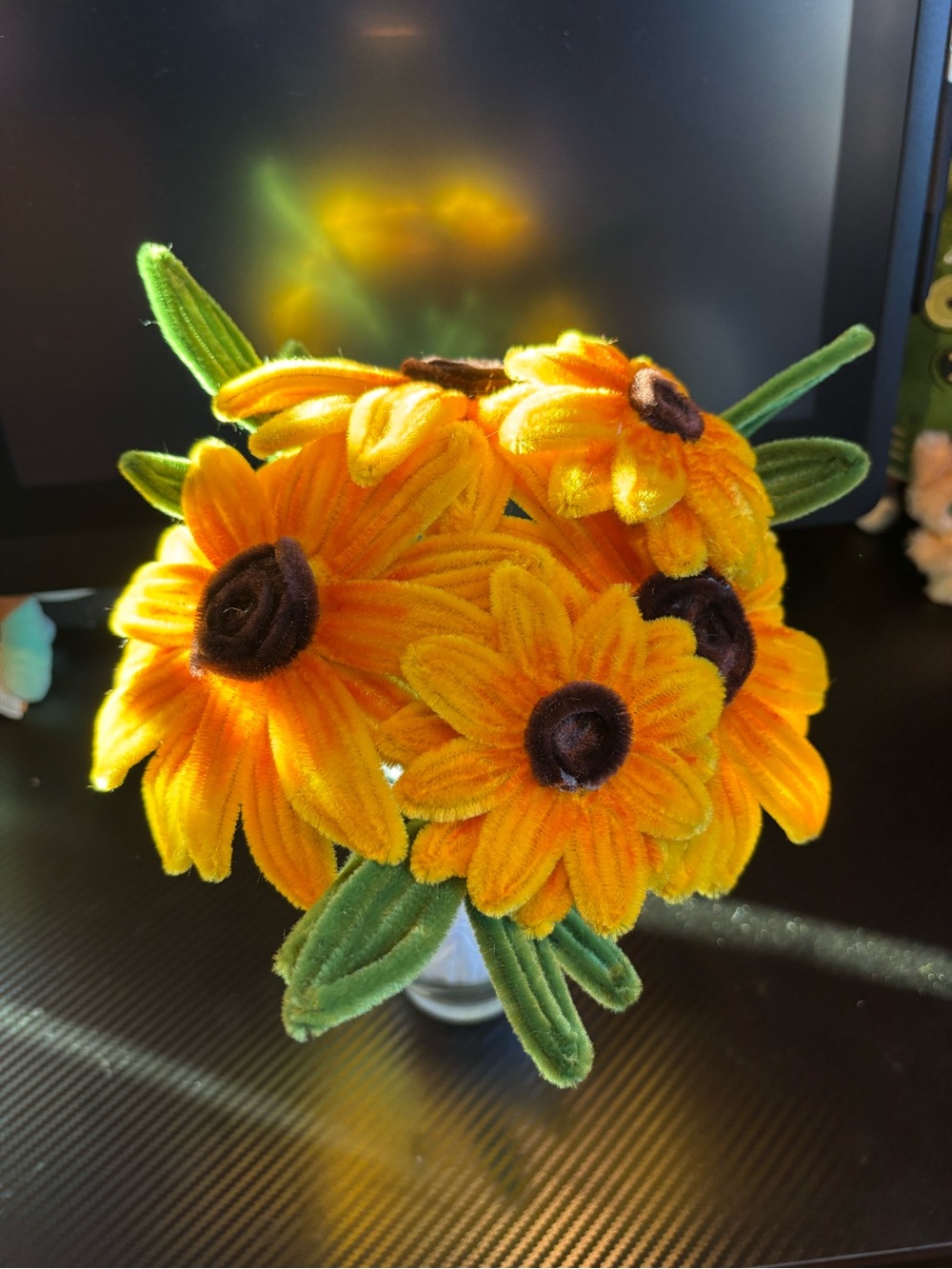 Handmade Yellow Velvet Sunflower Bouquet - Picture 2 of 2